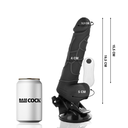 BASECOCK - VIBRADOR REALISTA CONTROLE REMOTO PRETO  COM TESTÍCULOS 19,5CM