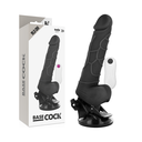 BASECOCK - VIBRADOR REALISTA CONTROLE REMOTO PRETO  COM TESTÍCULOS 19,5CM