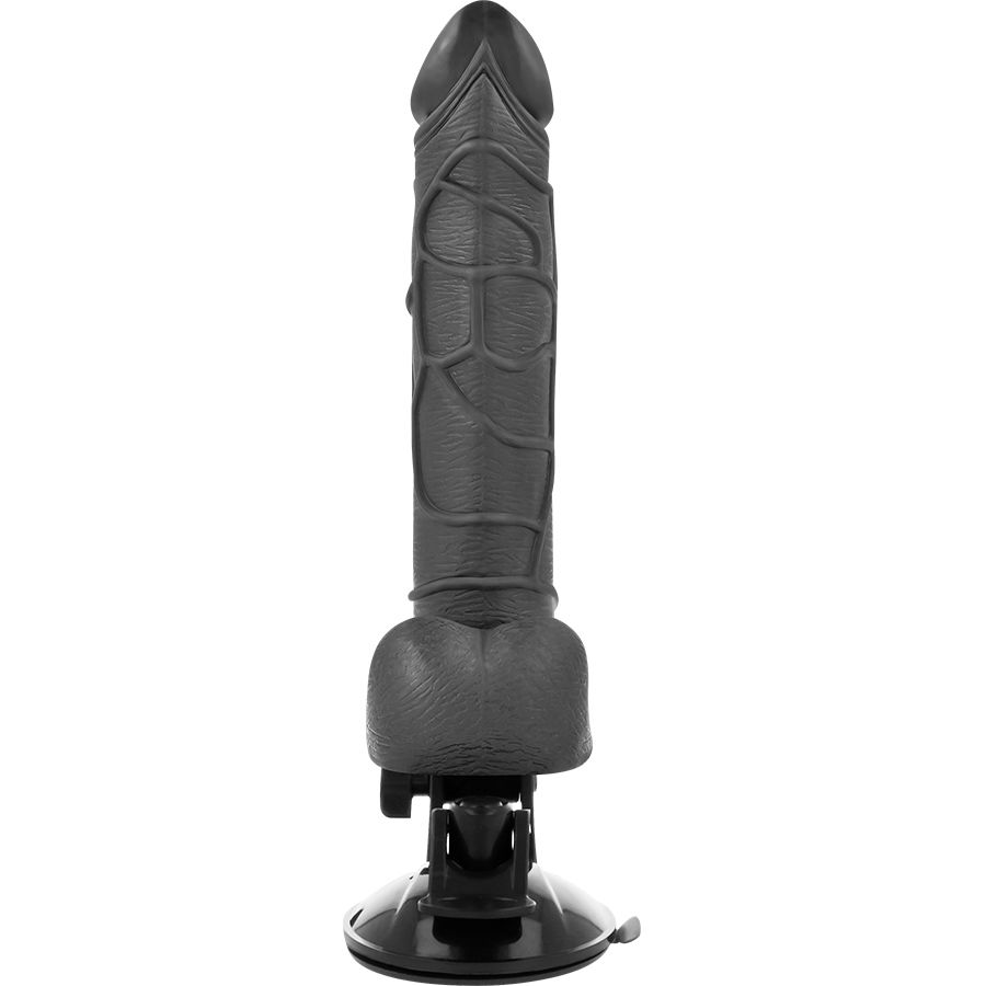 BASECOCK - VIBRADOR REALISTA CONTROLE REMOTO PRETO  COM TESTÍCULOS 19,5CM