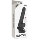 BASECOCK - VIBRADOR REALISTA CONTROLE REMOTO PRETO  COM TESTÍCULOS 19,5CM