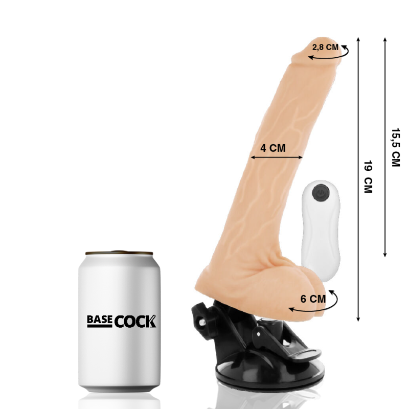 BASECOCK - VIBRADOR DE CONTROLE REMOTO NATURAL REALISTA 19 CM