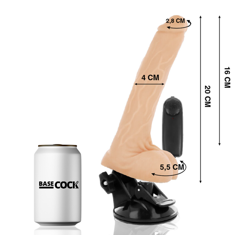 BASECOCK - VIBRADOR DE CONTROLE REMOTO NATURAL REALISTA COM TESTÍCULOS 20 CM