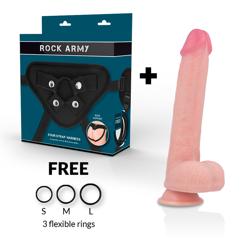 ROCKARMY - ARNÊS + SILICONE LÍQUIDO PREMIUM KINGCOBRA REALISTA 24CM