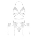 LEG AVENUE - CONJUNTO DE QUATRO PEAS SUTI, G-STRING, CINTO-LIGA E PUNHOS DE PULSO TAMANHO ÚNICO - BRANCO
