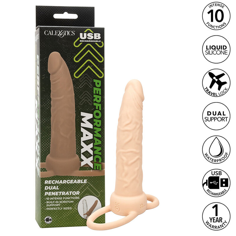 CALIFORNIA EXOTICS - PERFORMANCE MAXX RECARREGVEL DUPLO PENETRADOR PELE LEVE