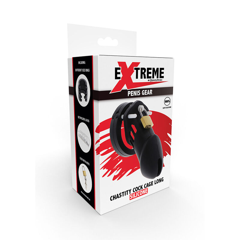 HIDDEN DESIRE - EXTREME GAIOLA DE PÃNIS DE CASTIDADE SILICONE TAMANHO L PRETO