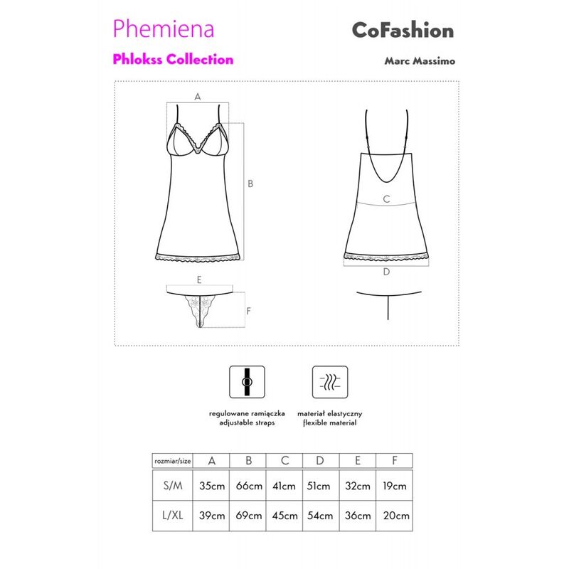 LIVCO CORSETTI FASHION - PHEMIENA CF 90433 CHEMISE + TANGA BURGUNDY S/M