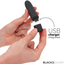 BLACK & SILVER - GERI USB RECARREGÃVEL VIBRATÃRIA BULLET 8 VIBRAÃÃES PRETO 10 X 2,2 CM