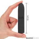 BLACK & SILVER - GERI USB RECARREGÃVEL VIBRATÃRIA BULLET 8 VIBRAÃÃES PRETO 10 X 2,2 CM