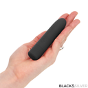 BLACK & SILVER - GERI USB RECARREGÃVEL VIBRATÃRIA BULLET 8 VIBRAÃÃES PRETO 10 X 2,2 CM