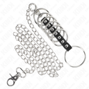 KINK - 7 ANÃIS DE METAL DE 3,8 CM A 5 CM CONECTADOS COM COURO E CORRENTE DE METAL 100 CM