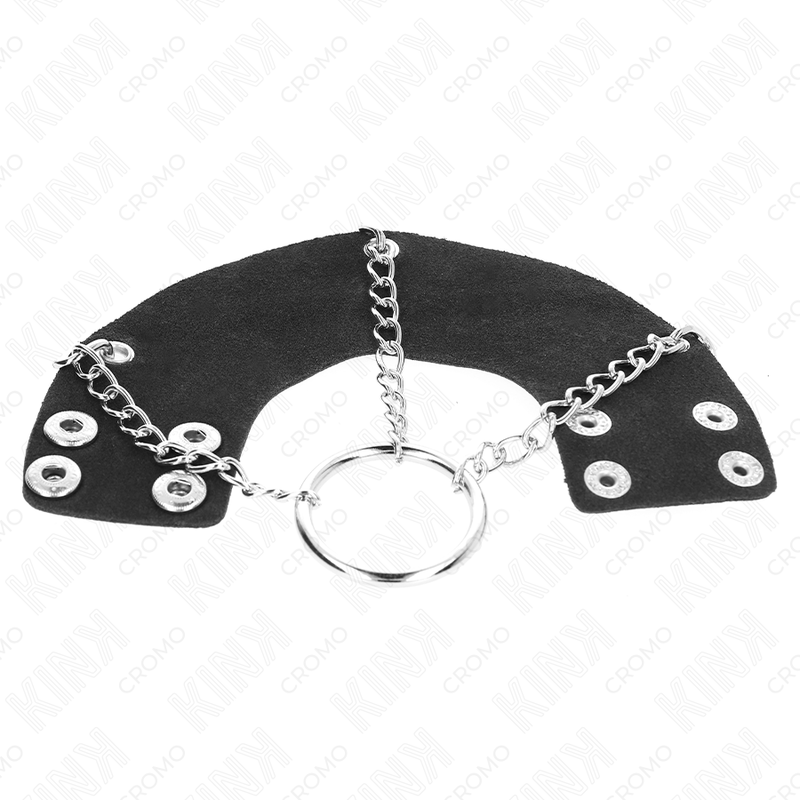 KINK - ANEL PARA PÃNIS 4 CM CORRENTE 7 CM METAL COM CINTO DE COURO