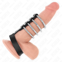 KINK - 4 ANÃIS DE METAL 3,8 CM CONECTADOS COM TIRA DE COURO 22 X 1,5 CM E FECHO DE PRESSÃO