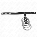 KINK - 4 ANÃIS DE METAL 3,8 CM CONECTADOS COM TIRA DE COURO 22 X 1,5 CM E FECHO DE PRESSÃO