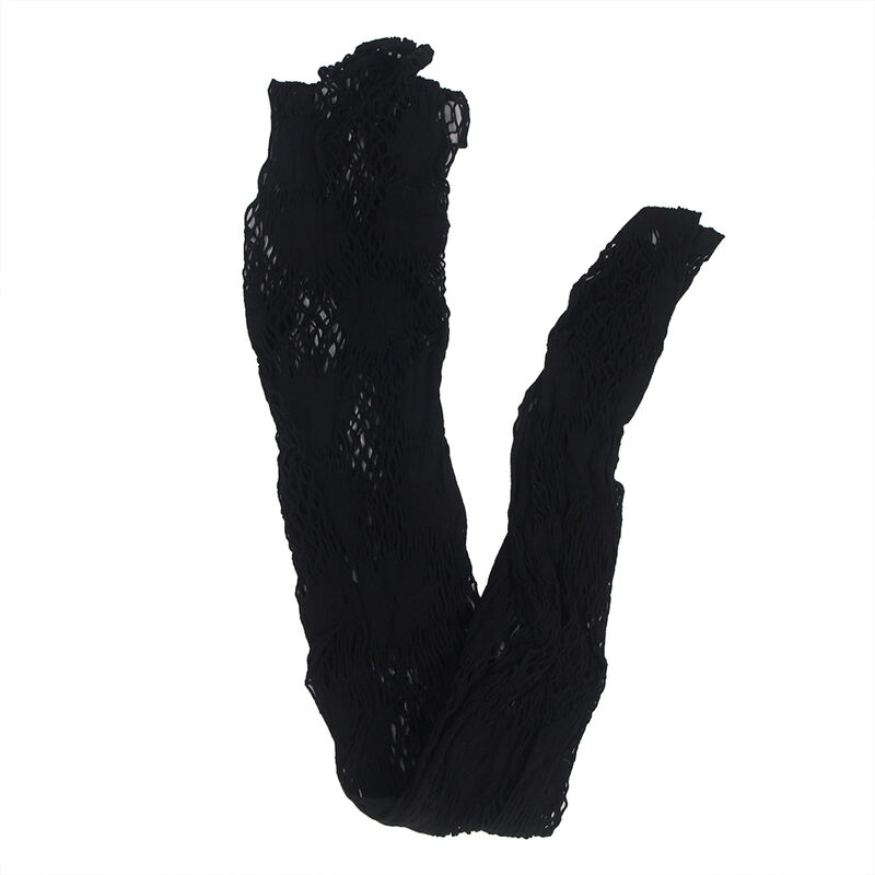SUBBLIME - 952129 BODYSTOCKING DE REDE COM DESIGN DE VESTIDO E DETALHES FLORAIS PRETO TAMANHO ÃNICO