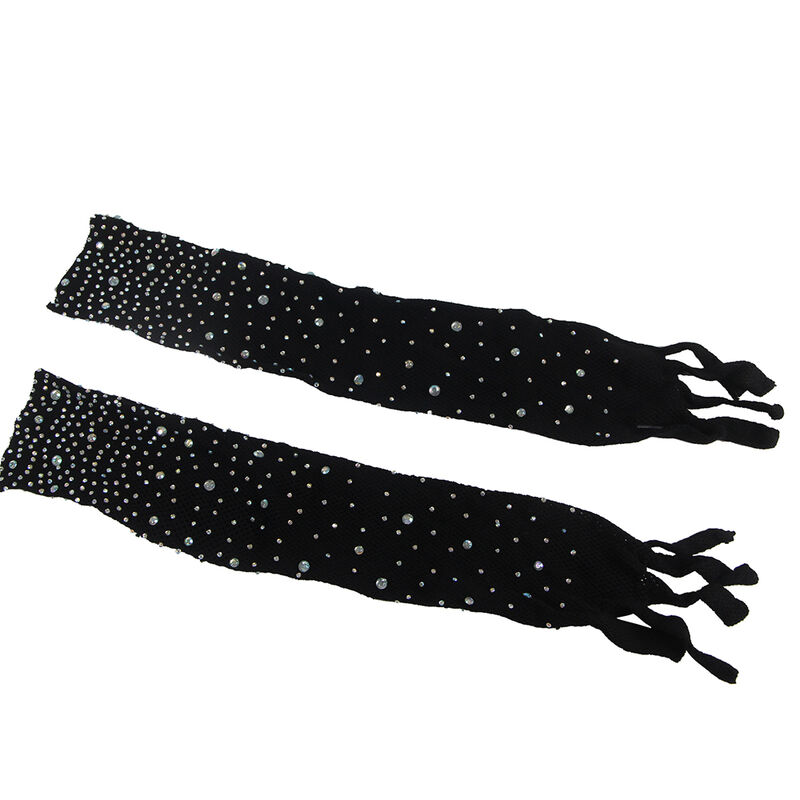 SUBBLIME - 952174 BODYSTOCKING DE REDE COM LUVAS E DIAMANTES PRETO TAMANHO ÃNICO