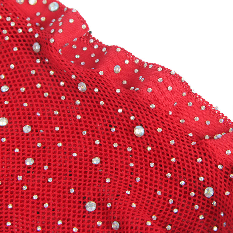 SUBBLIME - 952181 BODYSTOCKING DE REDE COM LUVAS E DIAMANTES VERMELHO TAMANHO ÃNICO