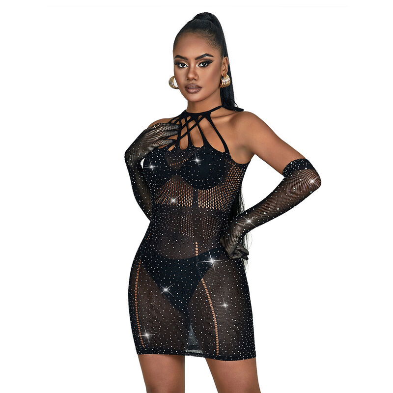 SUBBLIME - 952235 VESTIDO DE REDE COM STRAS PRETO TAMANHO ÃNICO