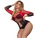 SUBBLIME - 952259 VESTIDO DE REDE ELSTICA DE MANGA LONGA COM DEGRADÃ VERMELHO E PRETO TAMANHO ÃNICO