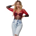 SUBBLIME - 952259 VESTIDO DE REDE ELSTICA DE MANGA LONGA COM DEGRADÃ VERMELHO E PRETO TAMANHO ÃNICO