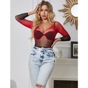 SUBBLIME - 952259 VESTIDO DE REDE ELSTICA DE MANGA LONGA COM DEGRADÃ VERMELHO E PRETO TAMANHO ÃNICO