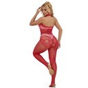 SUBBLIME - 952372 BODYSTOCKING SEM FUNDO DE REDE E RENDA COM GOLA ALTA VERMELHO TAMANHO ÃNICO