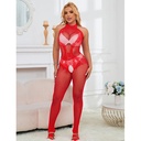 SUBBLIME - 952372 BODYSTOCKING SEM FUNDO DE REDE E RENDA COM GOLA ALTA VERMELHO TAMANHO ÃNICO
