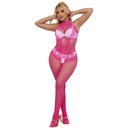 SUBBLIME - 952389 BODYSTOCKING SEM FUNDO DE REDE E RENDA COM GOLA ALTA ROSA TAMANHO ÃNICO
