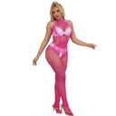 SUBBLIME - 952389 BODYSTOCKING SEM FUNDO DE REDE E RENDA COM GOLA ALTA ROSA TAMANHO ÃNICO