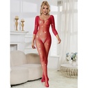 SUBBLIME - 952419 BODYSTOCKING DE REDE COM DIAMANTES MANGA COMPRIDA VERMELHO TAMANHO ÃNICO