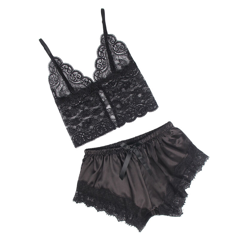 SUBBLIME - 953935 CAMISOLA DE SEDA CASUAL + CALÃA DE RENDA PRETA S/M