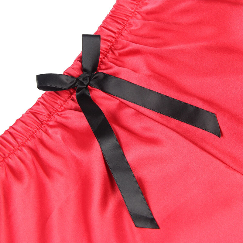 SUBBLIME - 953966 CAMISOLA DE SEDA CASUAL + CALÃA DE RENDA PRETA/VERMELHA L/XL