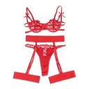 SUBBLIME - 954321 SUTIÃ COM ESTAMPA DE CORAÃÃO + TANGA + CINTO-LIGA VERMELHO S/M