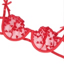 SUBBLIME - 954321 SUTIÃ COM ESTAMPA DE CORAÃÃO + TANGA + CINTO-LIGA VERMELHO S/M