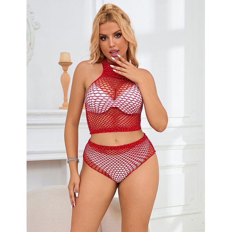 SUBBLIME - 952402 FISHNET SET COM DIAMANTES ROSA TAMANHO ÃNICO