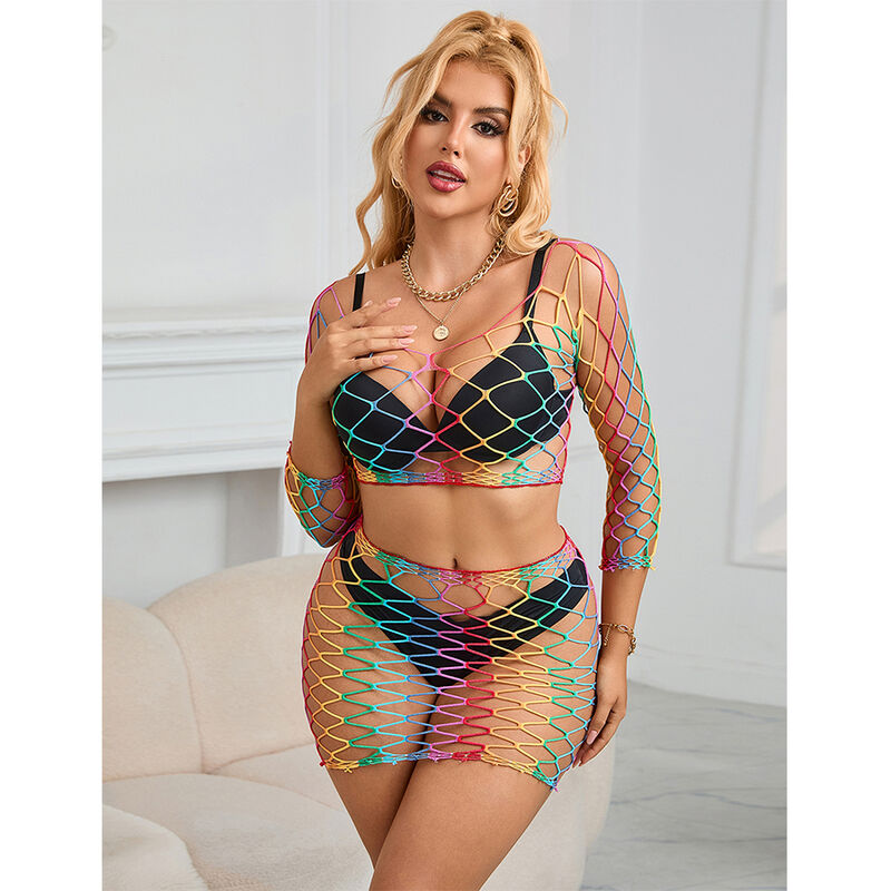 SUBBLIME - 952440 2 PEAS FISHNET CONJUNTO MANGA COMPRIDA ARCO-ÃRIS TAMANHO ÃNICO