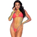 LEG AVENUE - BODY MULTICOLOR DE REDE MANGA COMPRIDA