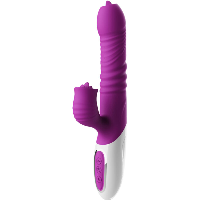 ARMONY - VIBRADOR DE LÃNGUA DUPLA E EFEITO DE CALOR VIOLETA DE EMPURRO