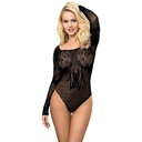 SUBBLIME - 952051 BODY DE REDE COM MANGAS COMPRIDAS E OMBROS NÃS PRETO TAMANHO ÃNICO