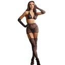 SUBBLIME - 952174 BODYSTOCKING DE REDE COM LUVAS E DIAMANTES PRETO TAMANHO ÃNICO