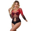 SUBBLIME - 952259 VESTIDO DE REDE ELSTICA DE MANGA LONGA COM DEGRADÃ VERMELHO E PRETO TAMANHO ÃNICO