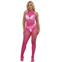 SUBBLIME - 952389 BODYSTOCKING SEM FUNDO DE REDE E RENDA COM GOLA ALTA ROSA TAMANHO ÃNICO