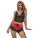 SUBBLIME - 953966 CAMISOLA DE SEDA CASUAL + CALÃA DE RENDA PRETA/VERMELHA L/XL