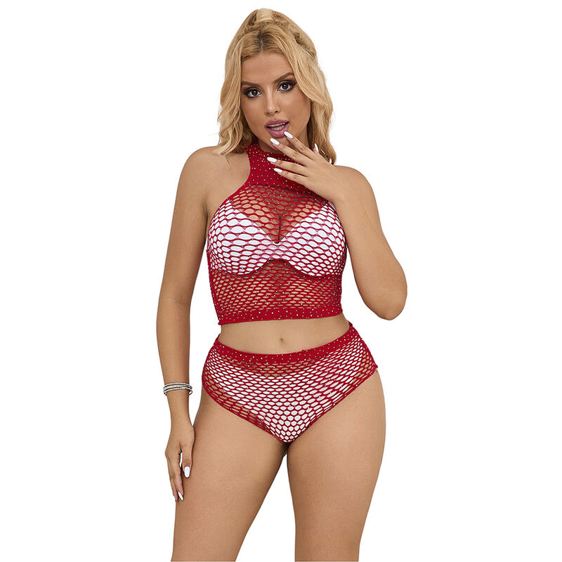 SUBBLIME - 952402 FISHNET SET COM DIAMANTES ROSA TAMANHO ÃNICO
