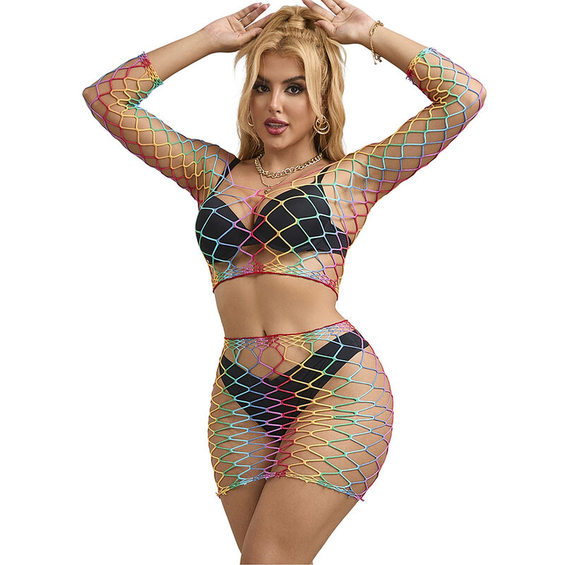 SUBBLIME - 952440 2 PEAS FISHNET CONJUNTO MANGA COMPRIDA ARCO-ÃRIS TAMANHO ÃNICO