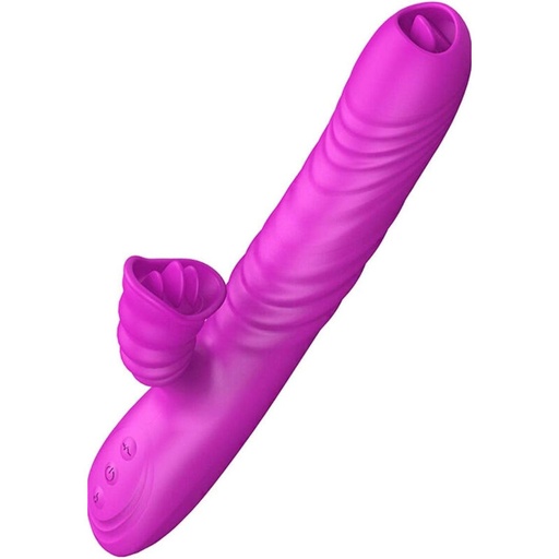 ARMONY - ANGELIA VIBRADOR MULTIFUNO LÃNGUA DUPLA EFEITO DE CALOR VIOLETA