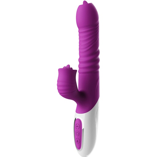 ARMONY - VIBRADOR DE LÃNGUA DUPLA E EFEITO DE CALOR VIOLETA DE EMPURRO