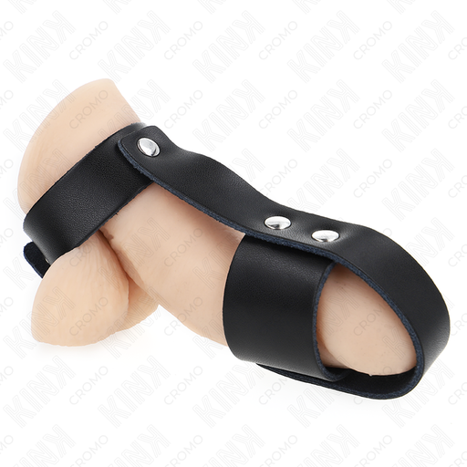 KINK - ANEL DE COURO PARA PÃNIS COM DIVISOR DE BOLAS AJUSTÃVEL