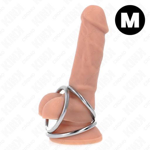 KINK - ANEL DE PÃNIS TRIPLO DE METAL CROMADO 3,8 CM A 5 CM MODELO 2
