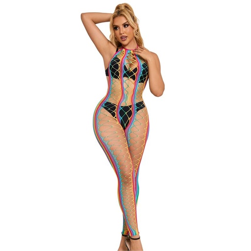 SUBBLIME - 952358 RAINBOW HALTER NECK FISHNET VESTIDO TAMANHO ÃNICO